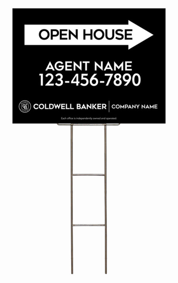Wire H-Stake and Agent Open House Sign Panel Unit, 18h x 24w, 4mm Corrugated