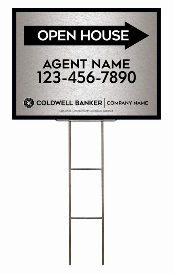 Wire H-Stake and Agent Open House Sign Panel Unit, 18h x 24w, 4mm Corrugated