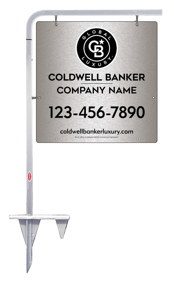 Tubular Stake and Office Sign Panel Unit, 24h x 24w, Brushed Aluminum Composite