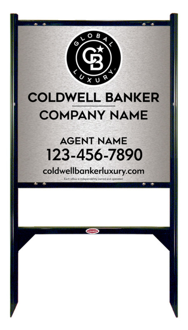 Angle Iron Frame and Agent Sign Panel Unit, 24h x 24w, Brushed Aluminum Composite