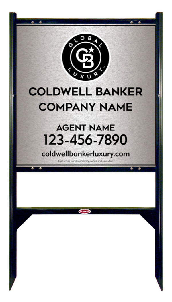 Angle Iron Frame and Agent Sign Panel Unit, 24h x 24w, Brushed Aluminum Composite
