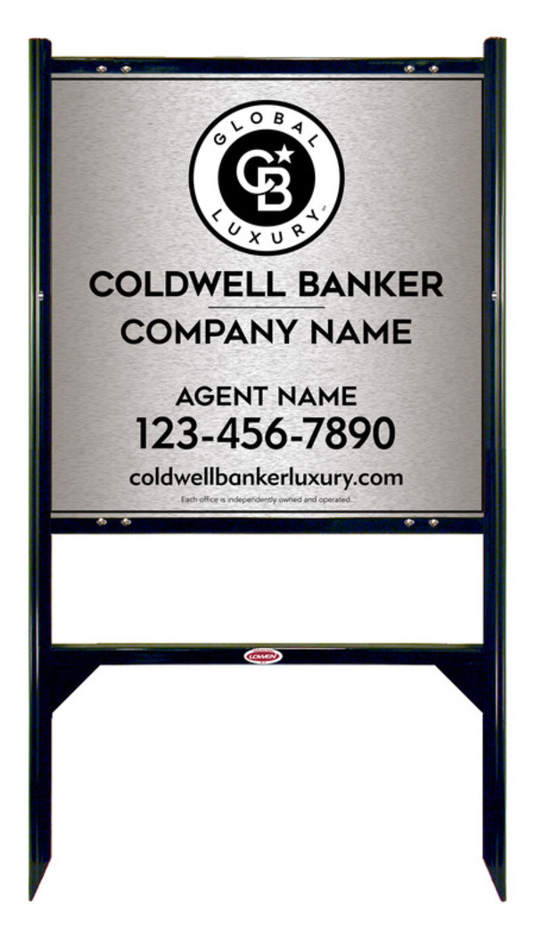 Angle Iron Frame and Agent Sign Panel Unit, 24h x 24w, Brushed Aluminum Composite
