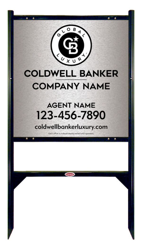 Angle Iron Frame and Agent Sign Panel Unit, 24h x 24w, Brushed Aluminum Composite