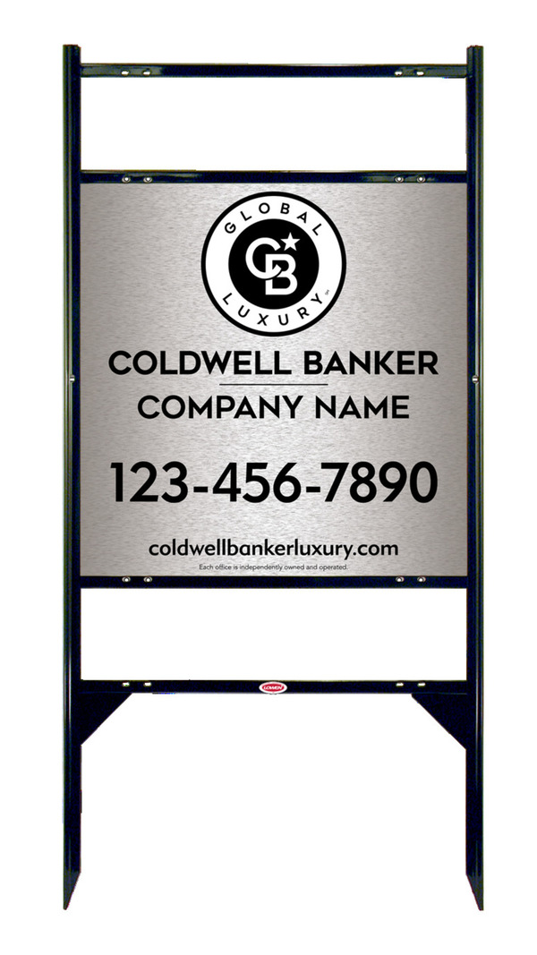 Angle Iron Frame w 2 Rider Inserts and Office Sign Panel Unit, 24h x 24w, Brushed Aluminum Composite