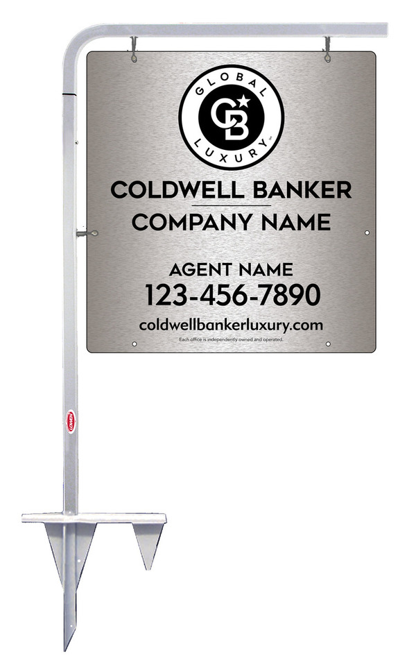 Tubular Stake and Agent Sign Panel Unit, 25h x 24w, Brushed Aluminum Composite