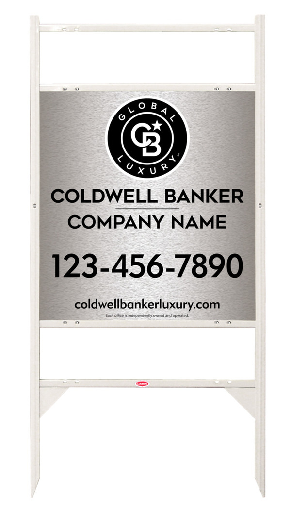 Angle Iron Frame w 2 Rider Inserts and Office Sign Panel Unit, 25h x 24w, Brushed Aluminum Composite