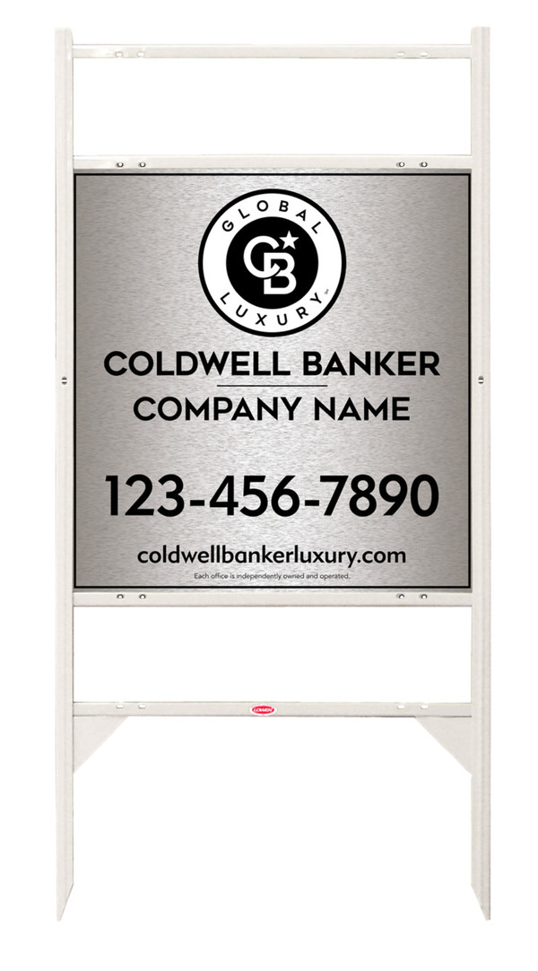 Angle Iron Frame w 2 Rider Inserts and Office Sign Panel Unit, 25h x 24w, Brushed Aluminum Composite