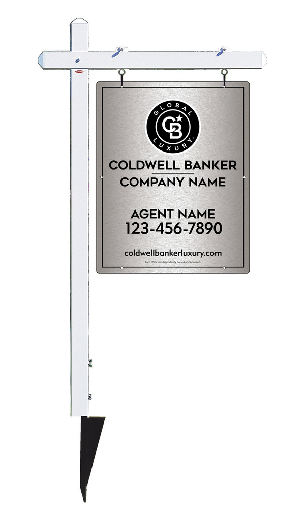 Sign Post and Agent Sign Panel Unit, 30h x 24w, Brushed Aluminum Composite