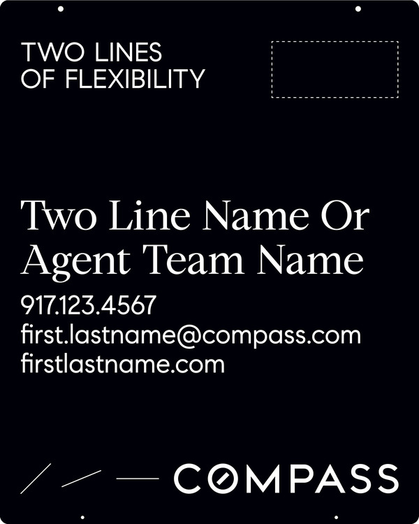 Hanging 2 Line Agent Name Sign Panel, 30h x 24w, Steel - Horizontal Logo