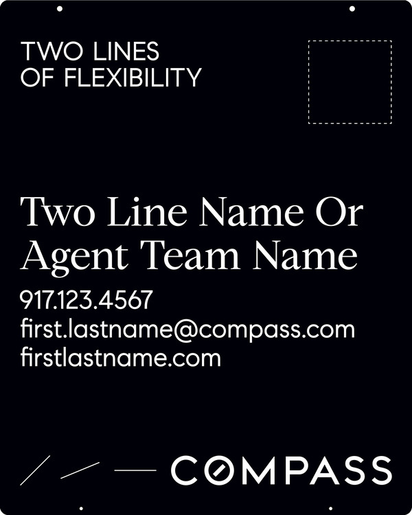 Hanging 2 Line Agent Name Sign Panel, 30h x 24w, Steel - Vertical Logo