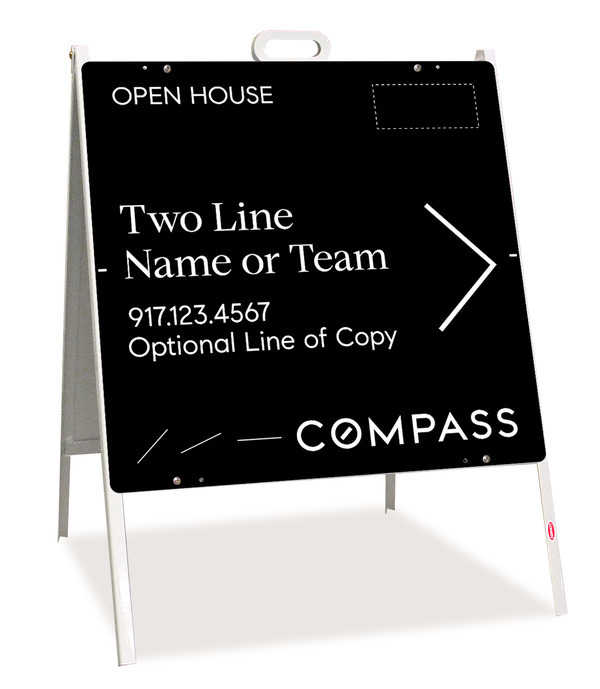 Open House A-Frame and 2 Line Agent Name Sign Panel Unit, 24h x 24w, Horizontal Logo