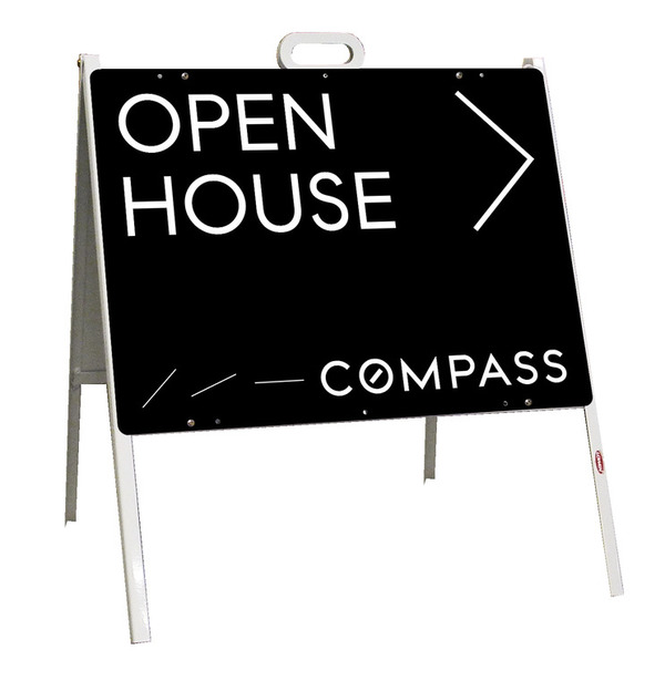 Open House A-Frame and Sign Panel Unit, 18h x 24w, Steel