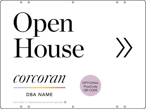 Directional Office Open House w QR Flowcode Sign Panel, 18h x 24w, Steel