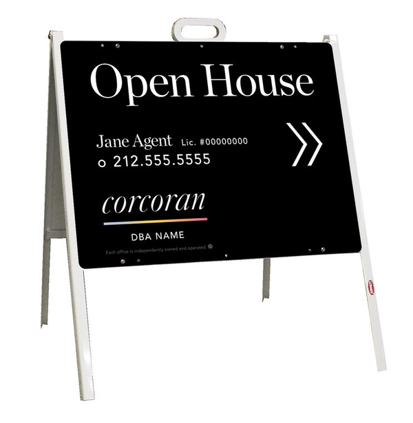 Directional Agent Open House A-Frame and Sign Panel Unit, 18h x 24w, Steel