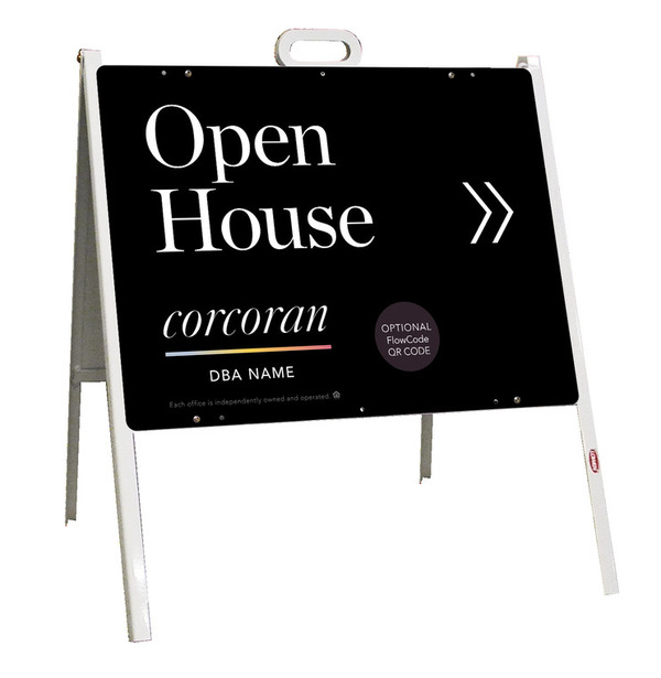 Directional Office Open House w QR Flowcode  A-Frame and Sign Panel Unit, 18h x 24w, Steel
