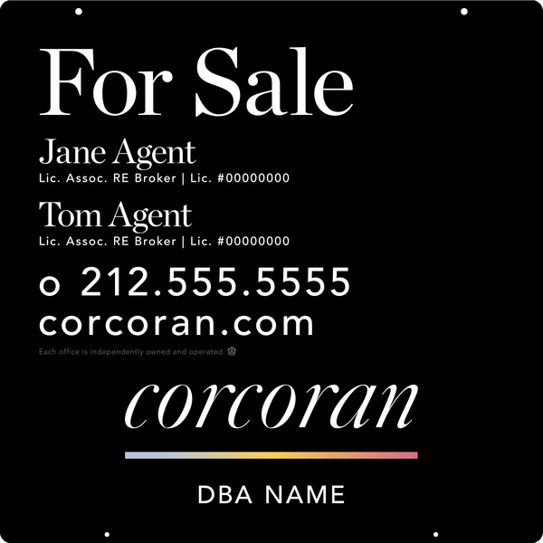 Two Agent Name Hanging Sign Panel, 24h x 24w, 3MM Aluminum Composite