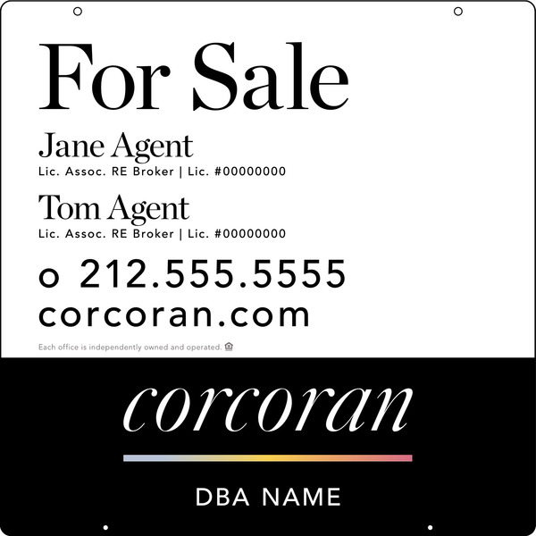 Two Agent Name Hanging Sign Panel, 24h x 24w, .063 Aluminum