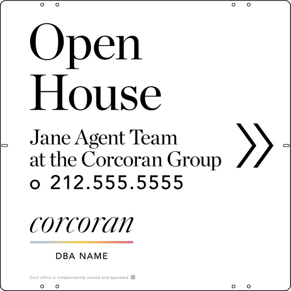 Directional Team Name Open House Sign Panel, 24h x 24w, Steel