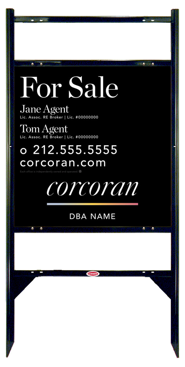 Angle Iron Frame w 2 Rider Inserts and Two Agent Name Sign Panel Unit, 24h x 24w, .040 Aluminum