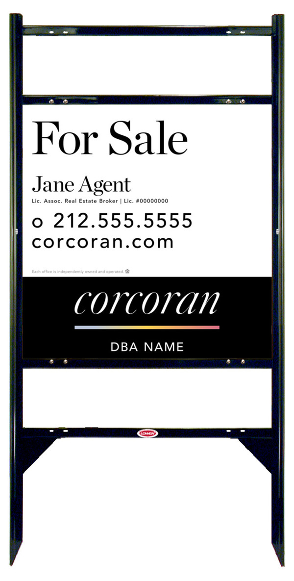 Angle Iron Frame w 2 Rider Inserts and Agent Name Sign Panel Unit, 24h x 24w, .040 Aluminum