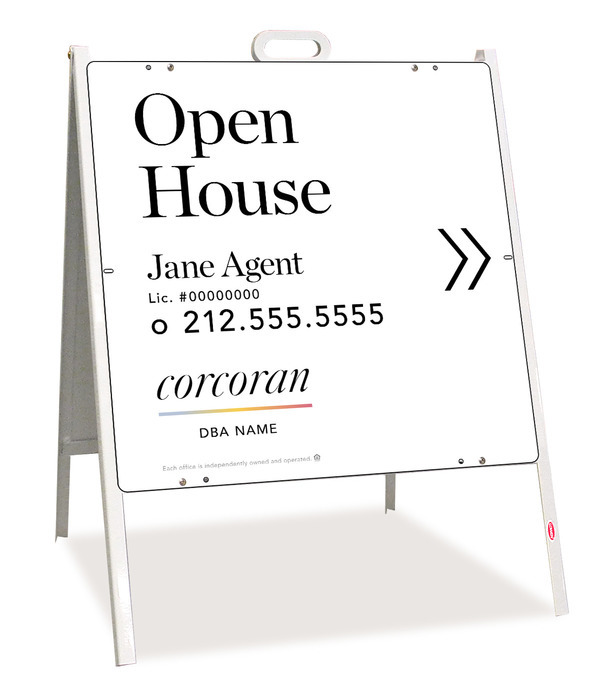 Directional Agent Open House A-Frame and Sign Panel Unit, 24h x 24w, Steel