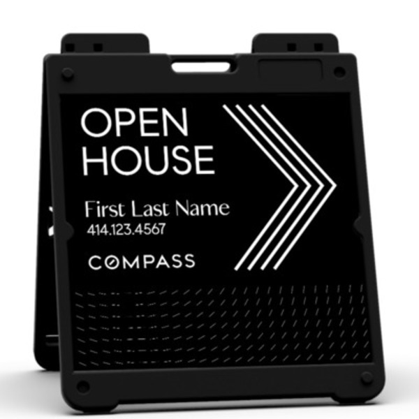 Heavy Duty Plastic A-Frame and  Agent Open House Sign Panel Unit, 20h x 20w, Aluminum Composite