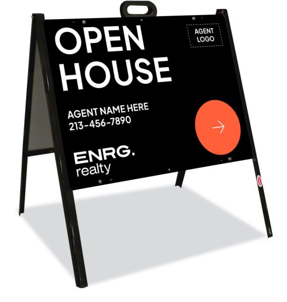 Directional A-Frame and Agent Open House Sign Panel Unit, 18h x 24w, Steel