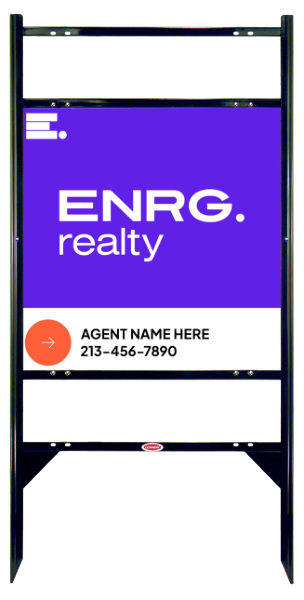 Angle Iron Frame w 2 Rider Inserts and Agent Name Sign Panel Unit, 24h x 24w, Steel