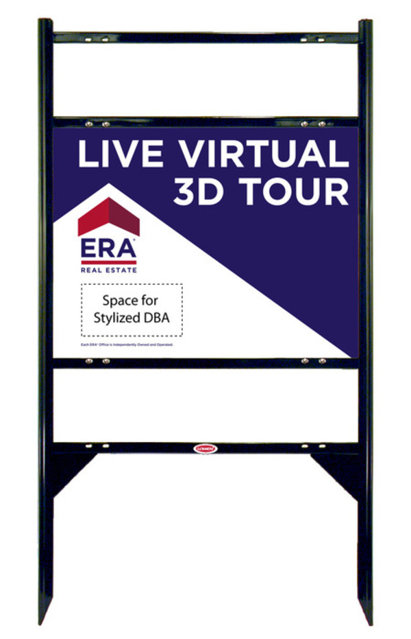 Angle Iron Frame w Two Rider Inserts and Virtual Sign w Logo Panel Unit, 18h x 24w, Steel