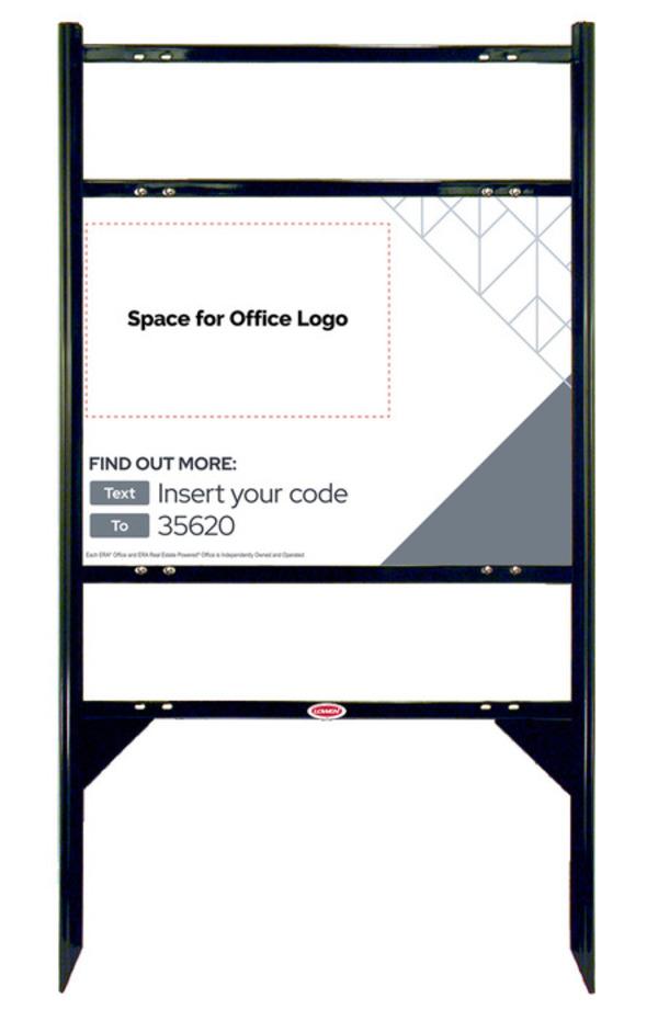 Angle Iron Frame with Two Rider Inserts and Text Info Code Sign Panel Unit, 18h x 24w, Steel