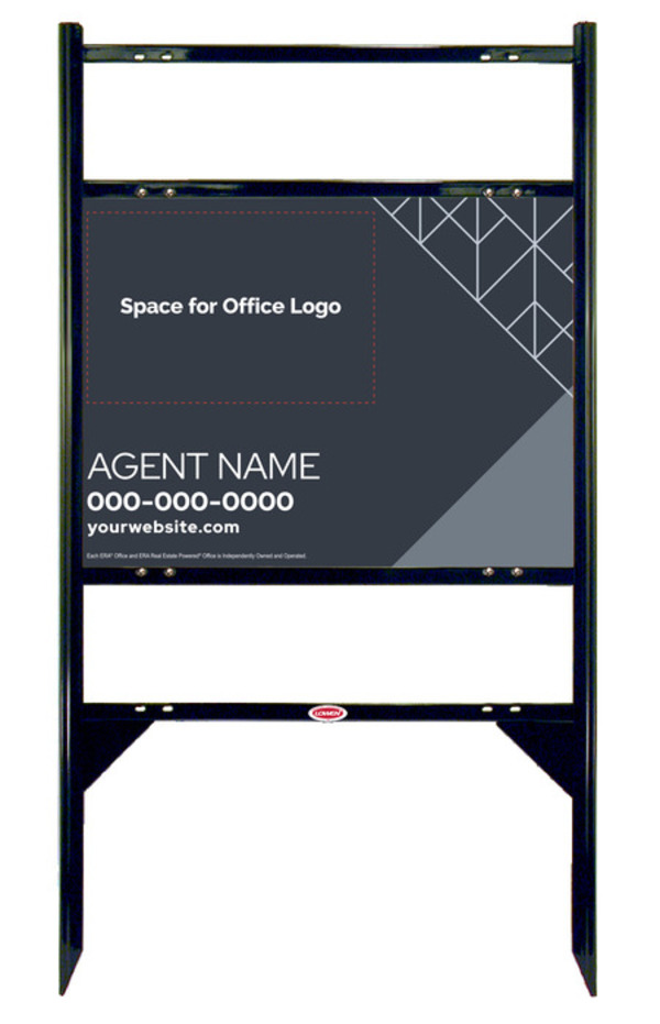 Angle Iron Frame with Two Rider Inserts and Agent Sign Panel Unit, 18h x 24w, Steel