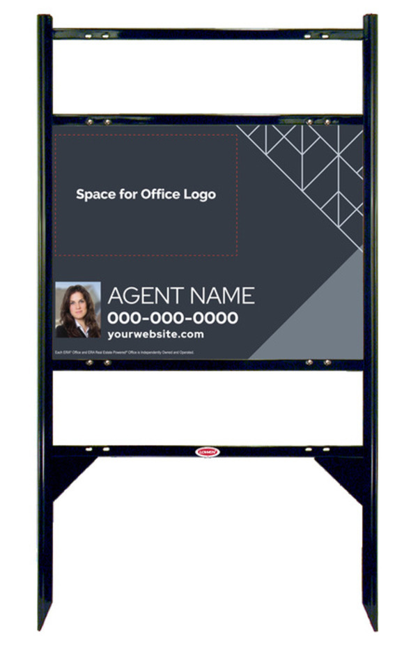 Angle Iron Frame with Two Rider Inserts and Photo Sign Panel Unit, 18h x 24w, Steel