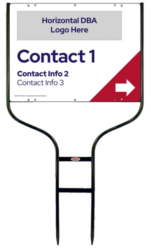 Round Rod Frame and  Directional Sign Panel Unit, 18h x 24w, Steel