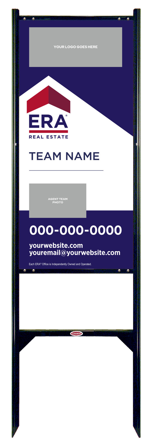 Team Logo - Photo Angle Iron Frame and Sign Panel Unit, 36h x 18w, Steel