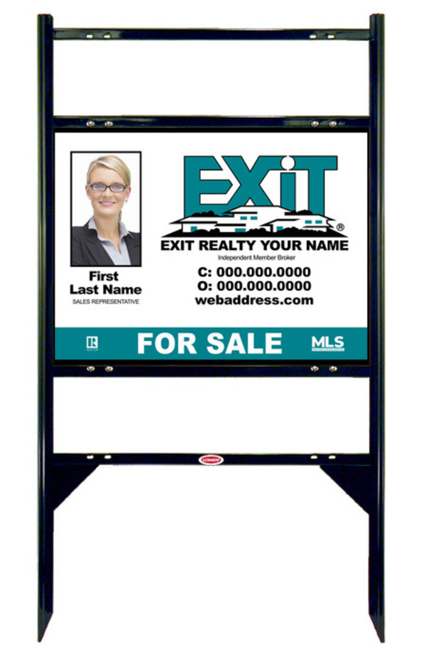 Black Angle Iron Sign Unit w2 Rider Inserts, 18h x 24w