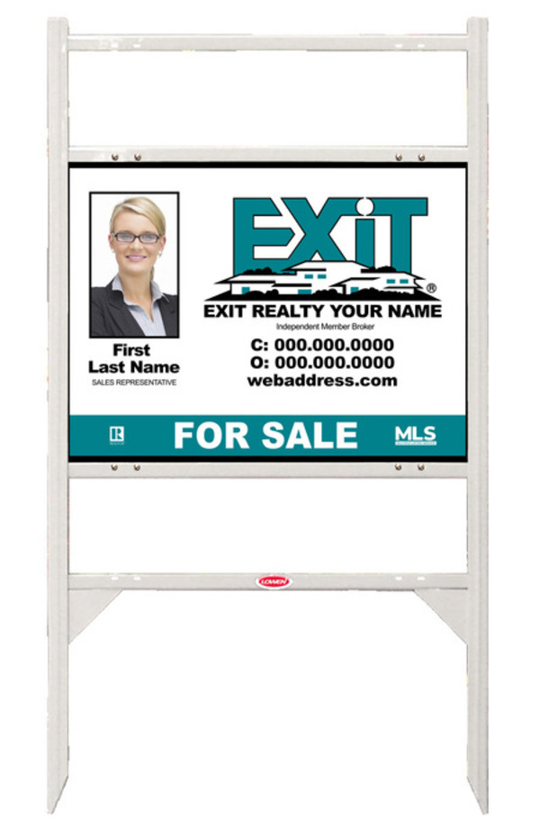 White Angle Iron Sign Unit w2 Rider Inserts, 18h x 24w