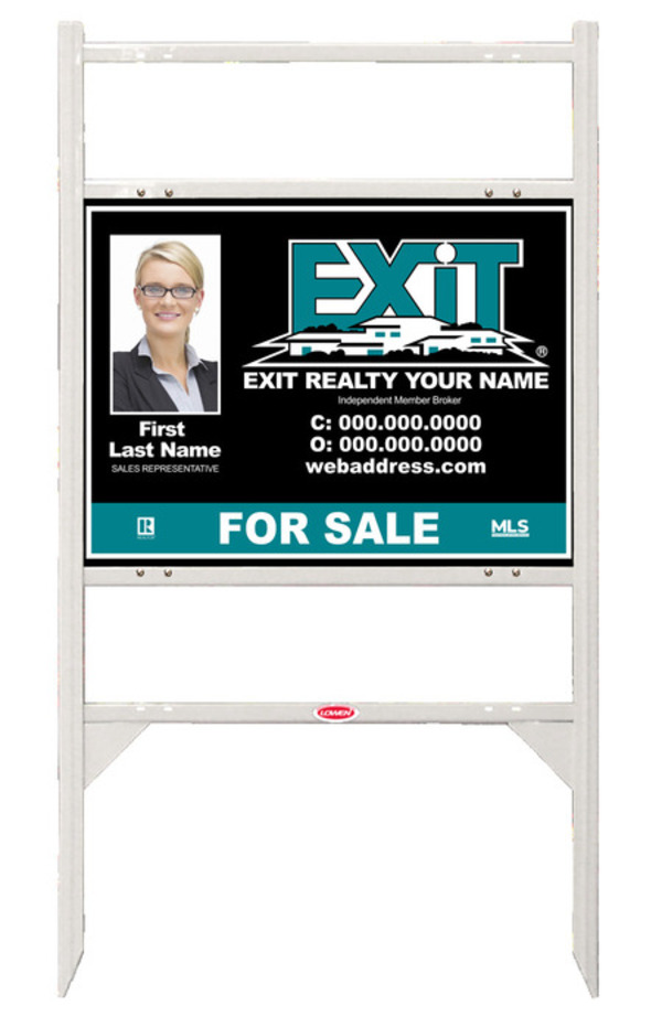 White Angle Iron Sign Unit w2 Rider Inserts, 18h x 24w