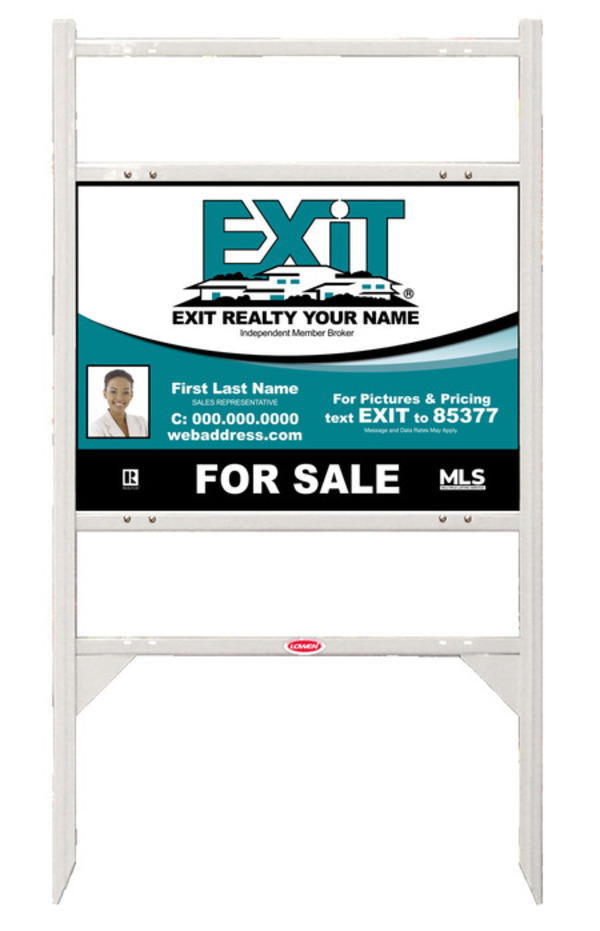 Angle Iron White Frame with Two Rider Inserts and Photo Sign Panel Unit, 18h x 24w