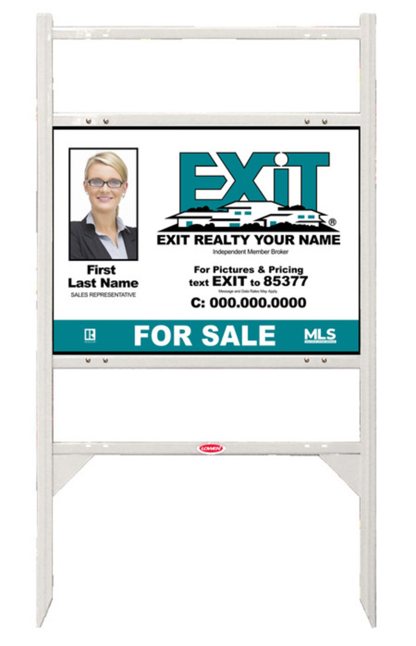 Angle Iron White Frame with Two Rider Inserts and Photo Sign Panel Unit, 18h x 24w