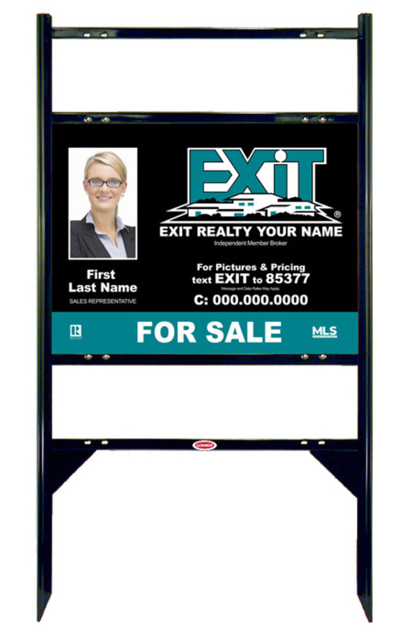 Angle Iron White Frame with Two Rider Inserts and Photo Sign Panel Unit, 18h x 24w