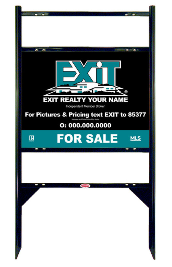 Angle Iron Black Frame with Two Rider Inserts and Sign Panel Unit, 18h x 24w