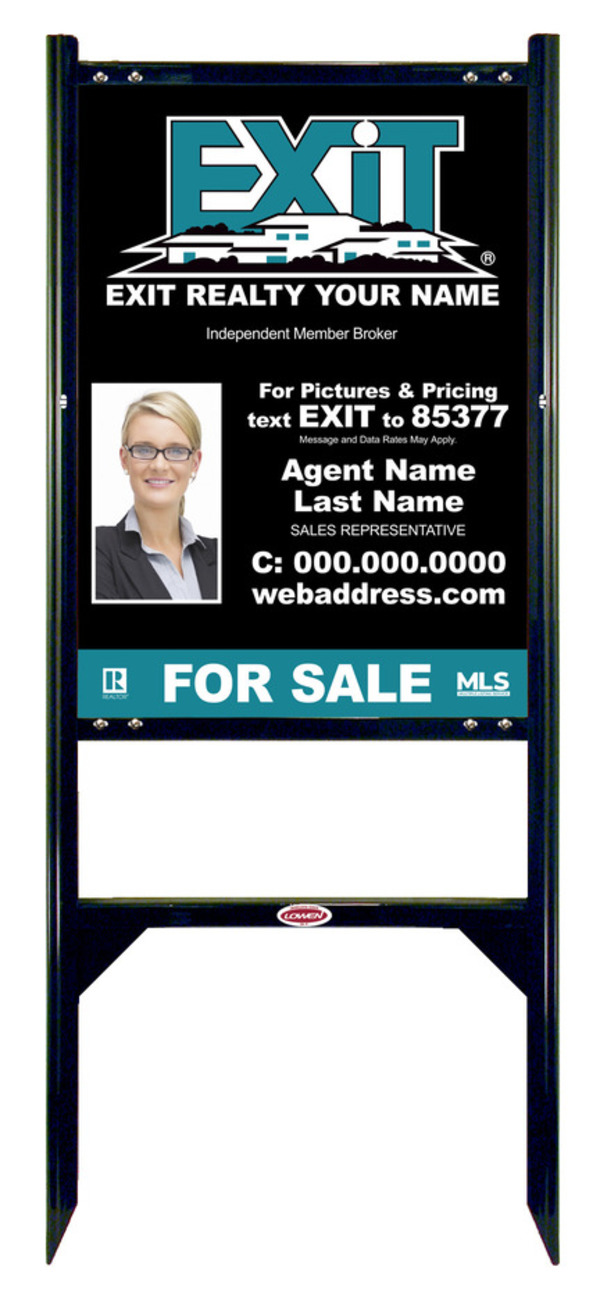 Black Angle Iron Frame and Photo Sign Panel Unit, 24h x 18w