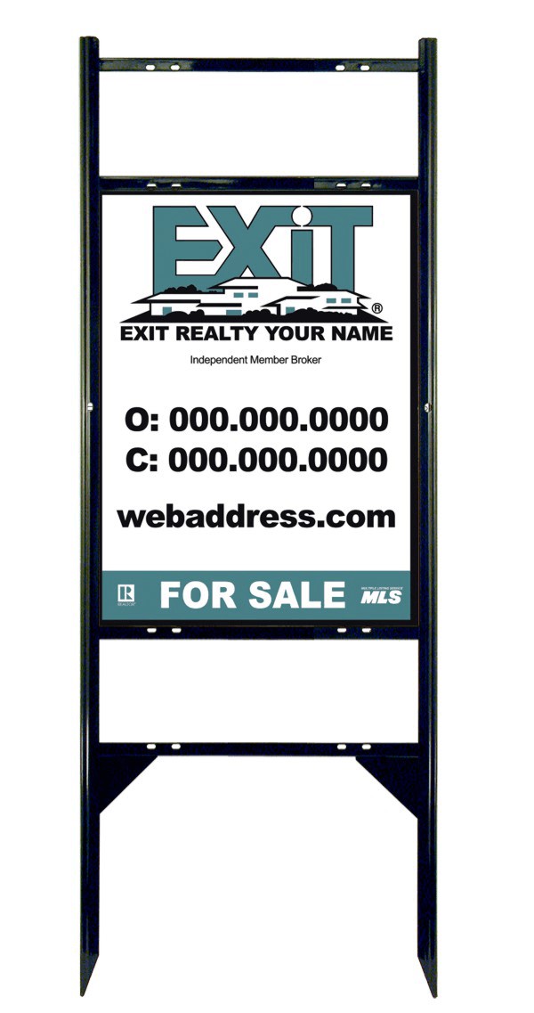 Black Angle Iron Sign Unit w2 Rider Inserts, 24h x 18w