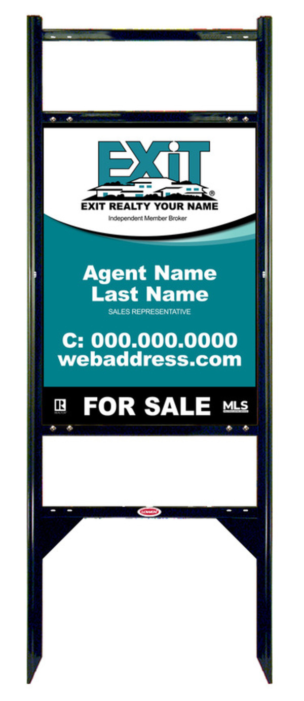 Black Angle Iron Sign Unit w2 Rider Inserts, 24h x 18w