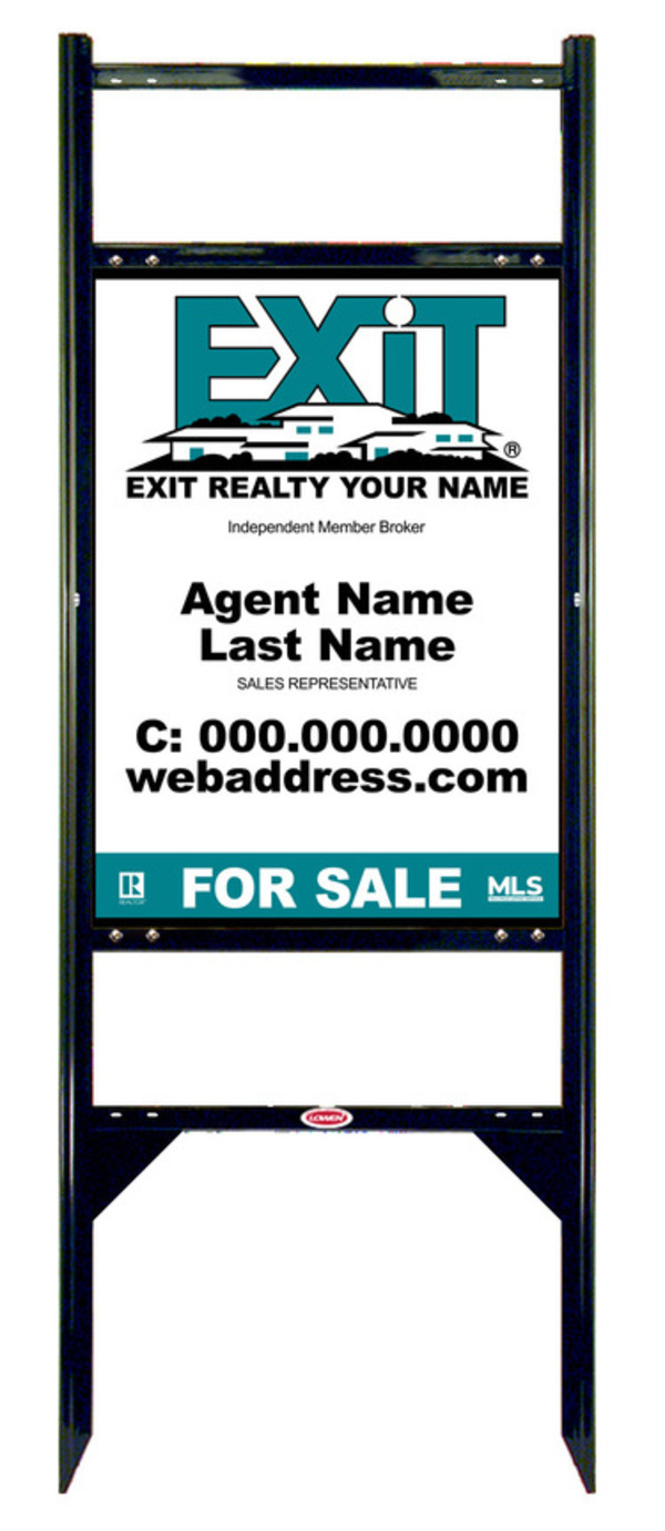 Black Angle Iron Sign Unit w2 Rider Inserts, 24h x 18w