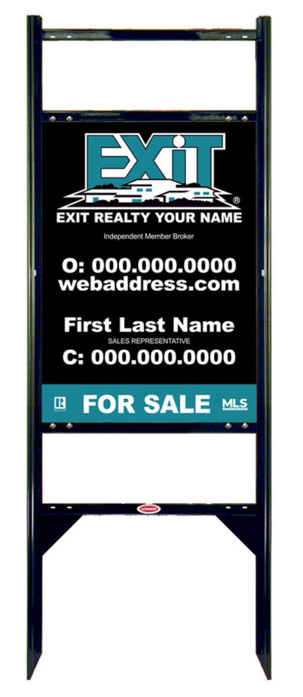 Black Angle Iron Sign Unit w2 Rider Inserts, 24h x 18w