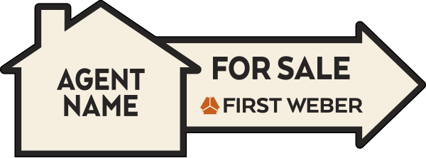 Agent Name For Sale Arrow & House sign Panel, 9h x 24w, 4mm Corrugated Plastic