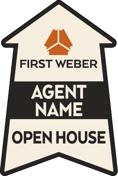 Agent Name Open House Arrow sign Panel, 24h x 18w, 4mm Corrugated Plastic