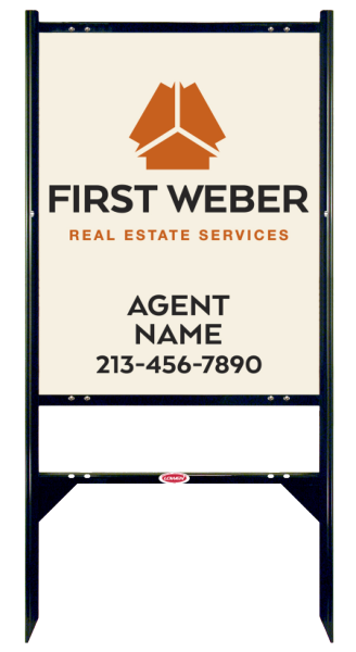 Angle Iron Frame w 2 Rider Inserts and Agent Name Sign Panel Unit, 30h x 24w, Steel