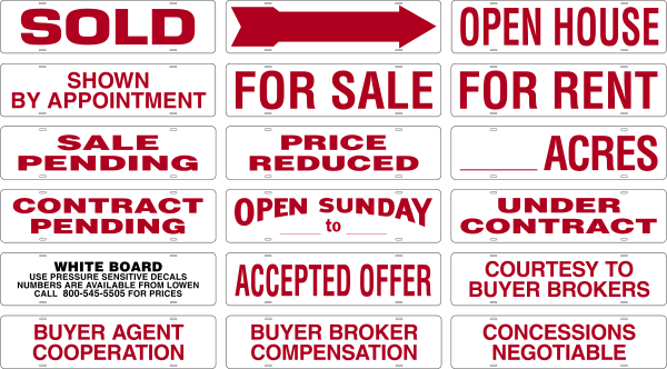 Real Estate Message Sign Rider, .090 Polyethylene 6h x 24w